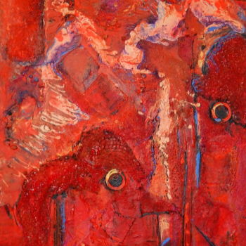 Ζωγραφική με τίτλο "Collage in Rot" από Urs, Αυθεντικά έργα τέχνης, Ακρυλικό