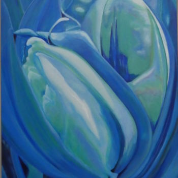 Painting titled "Tulpe in Blau mit…" by Urs, Original Artwork, Oil