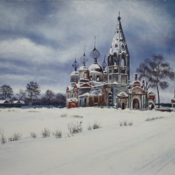 Painting titled "Заброшенный храм" by Alex Bond, Original Artwork, Oil