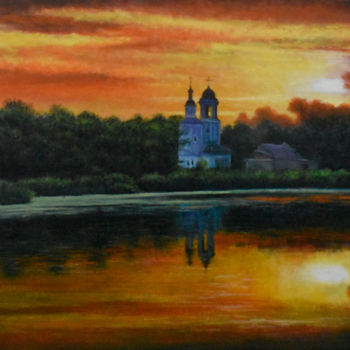 Painting titled "Вечерний звон" by Alex Bond, Original Artwork, Oil