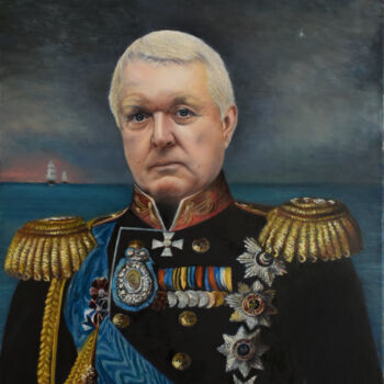 Schilderij getiteld "Вице-Адмирал" door Alex Bond, Origineel Kunstwerk, Olie