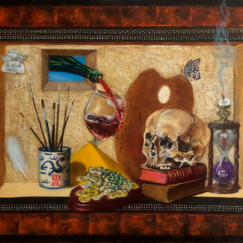 Painting titled "Вся моя жизнь" by Alex Bond, Original Artwork, Oil Mounted on Wood Stretcher frame