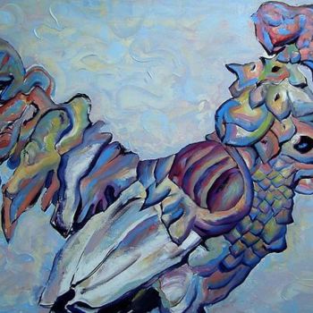 Painting titled "Coq I" by Vilkovo Boats, Original Artwork, Oil