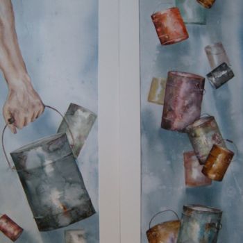 Schilderij getiteld "vol et envol de bid…" door Chantal Fischer, Origineel Kunstwerk