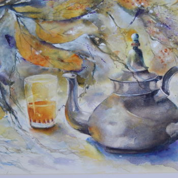 Painting titled "heures exquises" by Chantal Fischer, Original Artwork, Watercolor