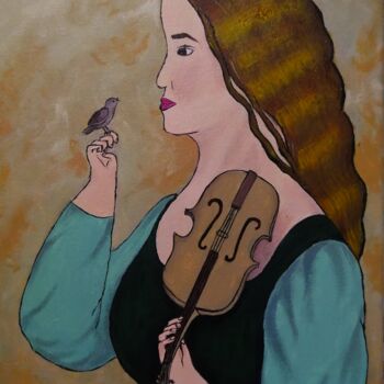 Pintura titulada ""Дама со скрипкой"…" por Anna-Dinara Kharitonova (ARTANDI), Obra de arte original, Acrílico
