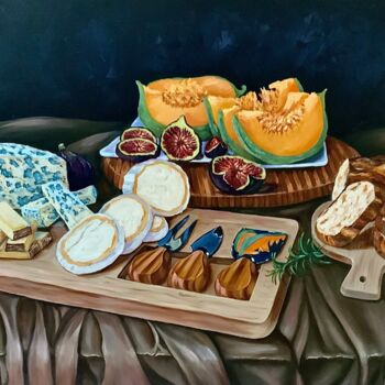 Painting titled "Cheese time" by Anerosh, Original Artwork, Oil Mounted on Wood Panel