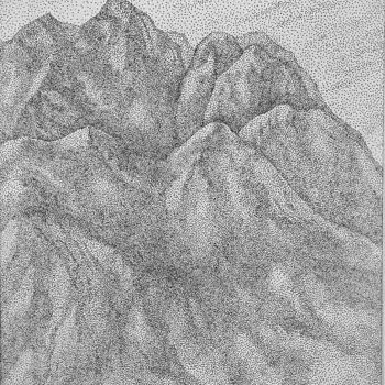 Dessin intitulée "Les Montagnes" par Anerosh, Œuvre d'art originale, Encre