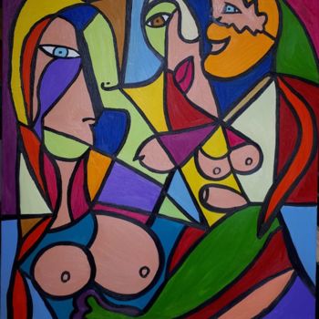 Painting titled "le triangle d'amour" by Dorotea, Original Artwork