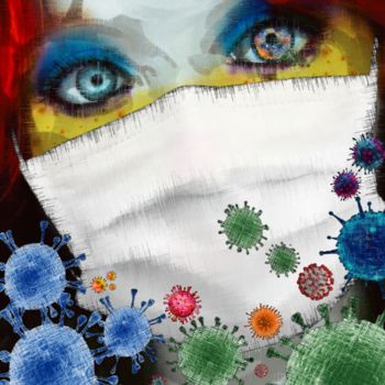 Arts numériques intitulée "Coronavirus" par Isabelle Cussat (Artassuc), Œuvre d'art originale, Photo montage