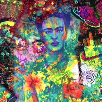 Digital Arts με τίτλο "Frida Khalo" από Isabelle Cussat (Artassuc), Αυθεντικά έργα τέχνης, Φωτογραφία Μοντάζ