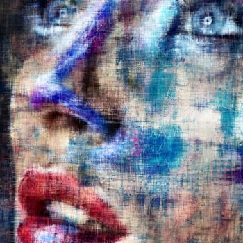 Arts numériques intitulée "Bleu Portrait" par Isabelle Cussat (Artassuc), Œuvre d'art originale, Photo montage