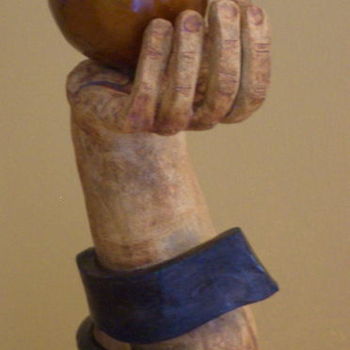 Sculpture titled "hand with gold ball" by Art Atelier, Original Artwork