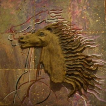Scultura intitolato "Mosaic horse- mixed…" da Art Atelier, Opera d'arte originale