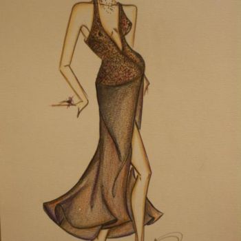 Painting titled "Drawing - fashion" by Art Atelier, Original Artwork