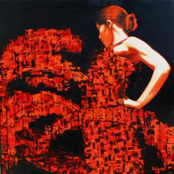 Картина под названием "Red - On the move" - Tatiana Bernard, Подлинное произведение искусства, Масло