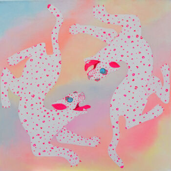 Painting titled "Loving leopards" by Anastasia Balabina, Original Artwork, Acrylic