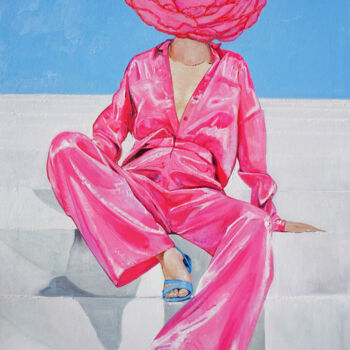 Peinture intitulée "Tea rose Painting" par Anastasia Balabina, Œuvre d'art originale, Huile