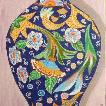 Painting titled "vase fleuri" by Beatrice Mosseron, Original Artwork