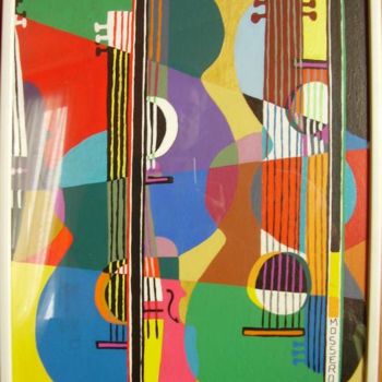 Painting titled "fantaisie de guitar…" by Beatrice Mosseron, Original Artwork