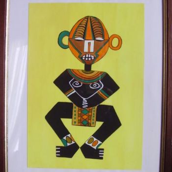 Peinture intitulée "petit masque africa…" par Beatrice Mosseron, Œuvre d'art originale