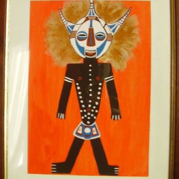 Malerei mit dem Titel "petit masque africa…" von Beatrice Mosseron, Original-Kunstwerk
