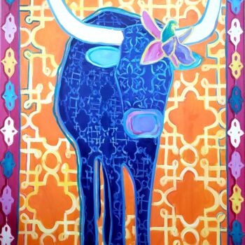 Картина под названием "Cow" - Iryna Benderovska, Подлинное произведение искусства, Масло
