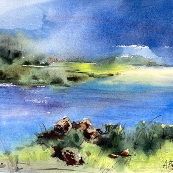 Painting titled "Light after storm" by Anna Boginskaia, Original Artwork, Watercolor