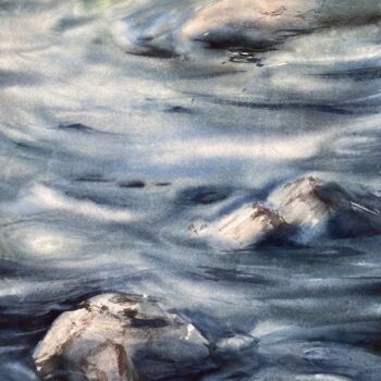 Peinture intitulée "Unrest - Underwater…" par Anna Boginskaia, Œuvre d'art originale, Aquarelle