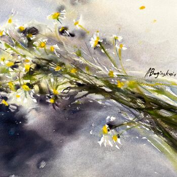 Painting titled "Ease (daisies)" by Anna Boginskaia, Original Artwork, Watercolor