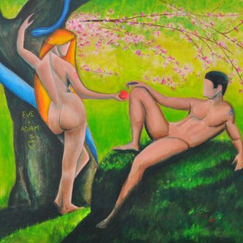 "Adam & Eve 2.0" başlıklı Tablo Sebastien Devore (Art-bracadabrac) tarafından, Orijinal sanat, Akrilik Ahşap Sedye çerçevesi…