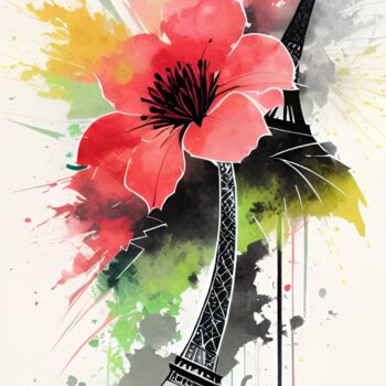 Digital Arts titled "Paris et fleur" by Artc Homel, Original Artwork, AI generated image