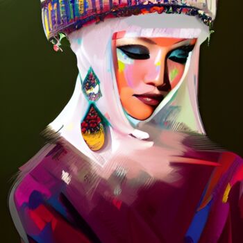 Digitale Kunst getiteld "Grâce kazakhe" door Artc Homel, Origineel Kunstwerk, AI gegenereerde afbeelding