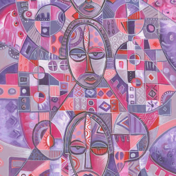 Pittura intitolato "Three on One" da Angu Walters, Opera d'arte originale, Acrilico