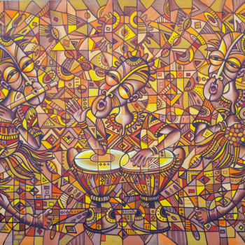 Peinture intitulée "African Blues Singe…" par Angu Walters, Œuvre d'art originale, Acrylique