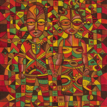 Malerei mit dem Titel "Twin 2 painting of…" von Angu Walters, Original-Kunstwerk, Öl