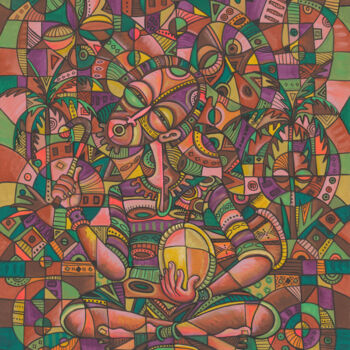 Pintura titulada "The Drummer 4 Afric…" por Angu Walters, Obra de arte original, Acrílico
