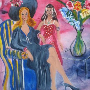 Malerei mit dem Titel "lady in waiting" von Adele Steinberg, Original-Kunstwerk