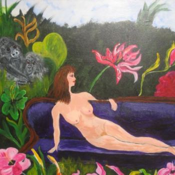 Painting titled "woman in the jungle" by Adele Steinberg, Original Artwork
