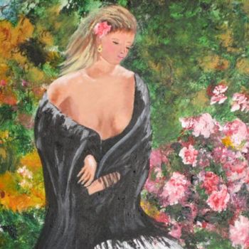 Malerei mit dem Titel "Girl in the Garden" von Adele Steinberg, Original-Kunstwerk