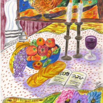 "A Rosh hashana Table" başlıklı Tablo Adele Steinberg tarafından, Orijinal sanat