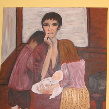 Ζωγραφική με τίτλο "Mother and children" από Adele Steinberg, Αυθεντικά έργα τέχνης