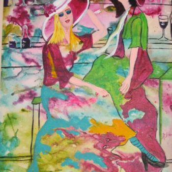 Pintura intitulada "Ladies having a dri…" por Adele Steinberg, Obras de arte originais