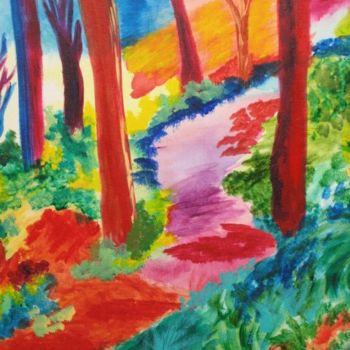 Painting titled "Fall path" by Adele Steinberg, Original Artwork