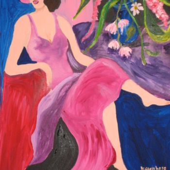 Schilderij getiteld "Lady in Pink" door Adele Steinberg, Origineel Kunstwerk
