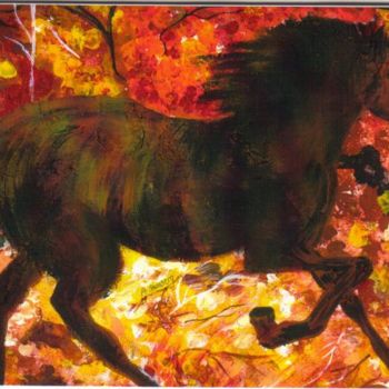 Peinture intitulée "Horses in Autumn" par Adele Steinberg, Œuvre d'art originale