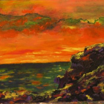 Painting titled "Blazing sunrise" by Adele Steinberg, Original Artwork