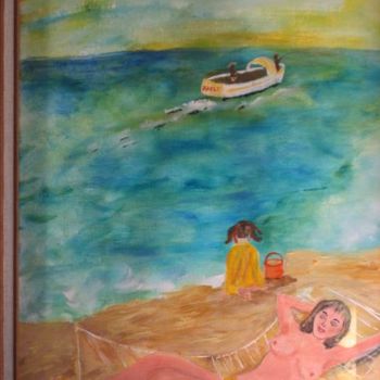 Malerei mit dem Titel "Hot summer Day at t…" von Adele Steinberg, Original-Kunstwerk, Öl
