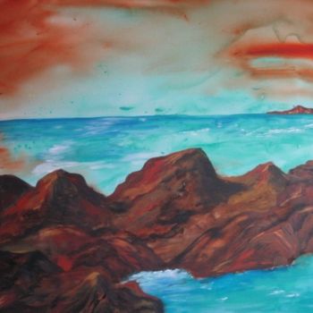 Malerei mit dem Titel "Red Rocks by the Sea" von Adele Steinberg, Original-Kunstwerk, Öl