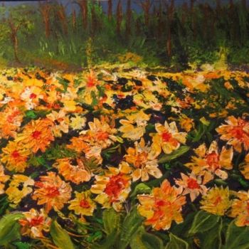 Malerei mit dem Titel "Fields of Flowers" von Adele Steinberg, Original-Kunstwerk, Öl